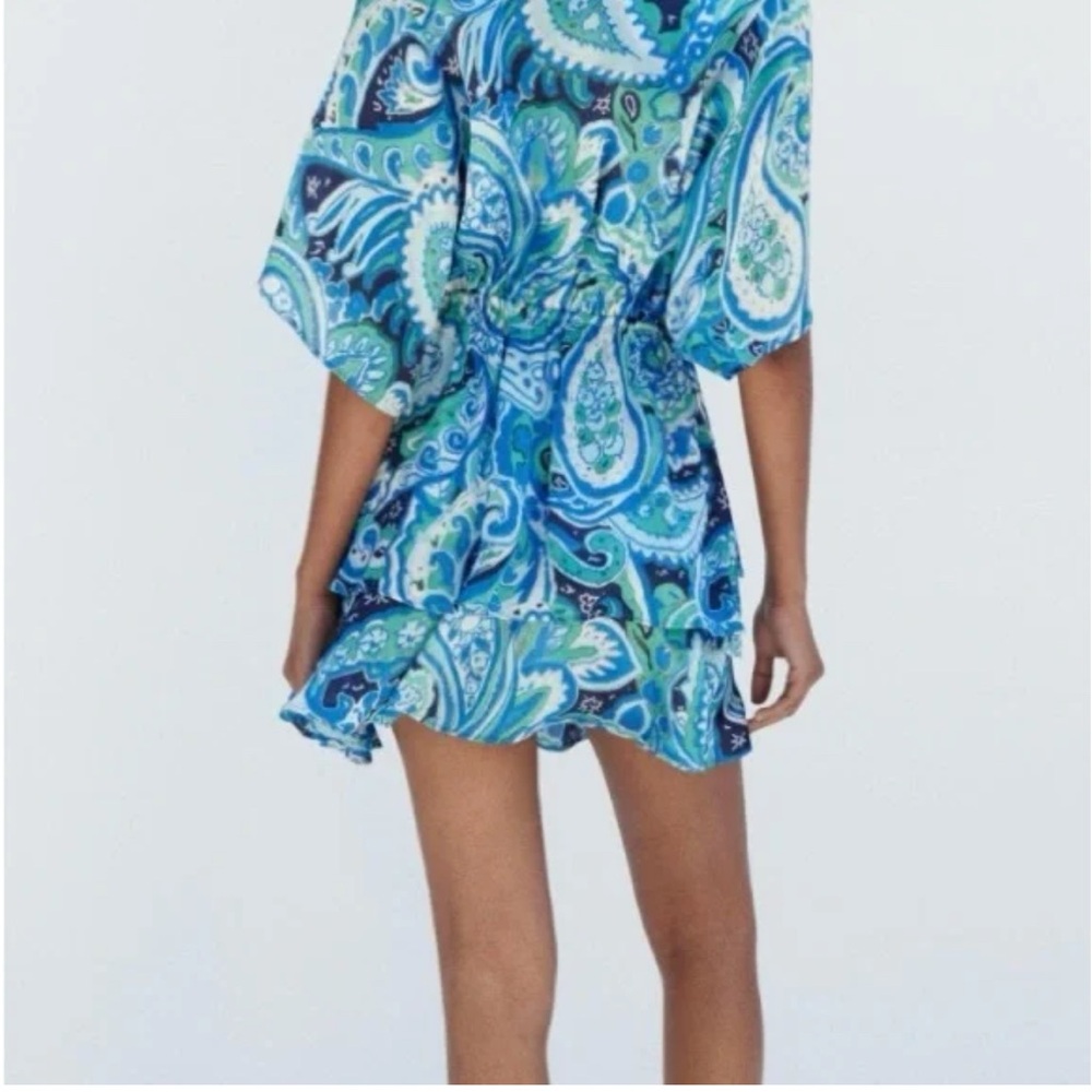 Zara Blue Paisley Wrap Dress - Picture 4 of 5